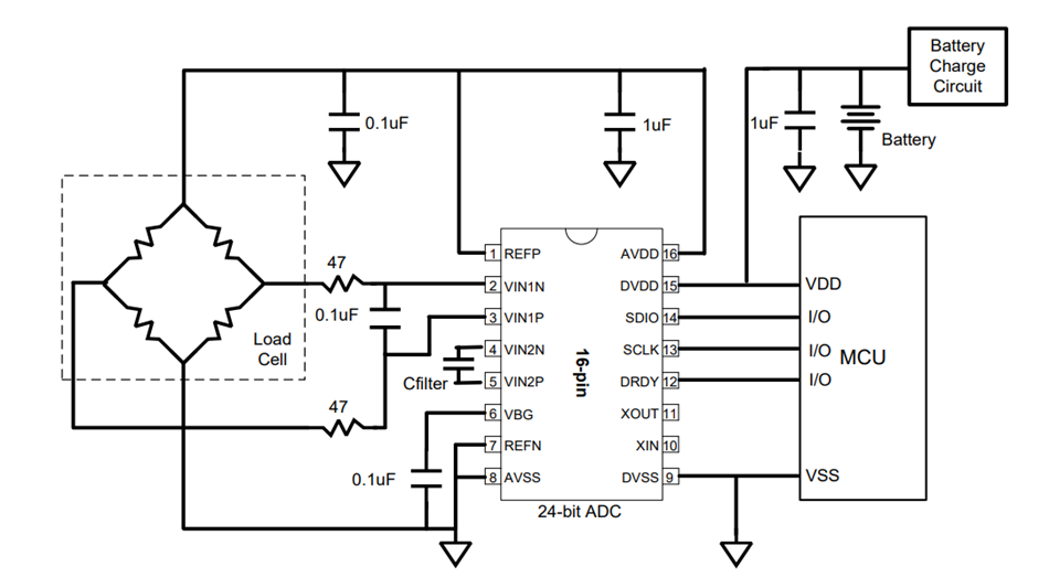 Application Circuit Diagram - Nuvoton NAU7802 Precision 24-bit ADCs